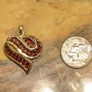 Vintage UTC Sterling Silver Gold Vermeal Ribbon Heart Pendant